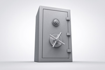 3D finance safe box isolated render background