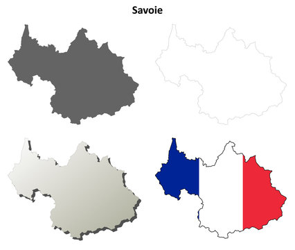 Savoie (Rhone-Alpes) outline map set