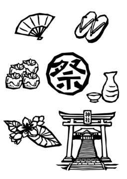 祭切絵2モノクロ