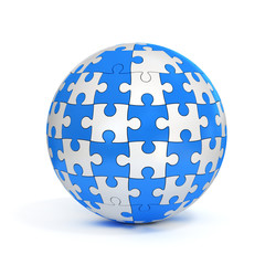 blue and white spherical jigsaw