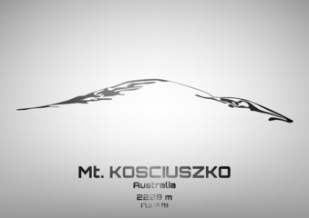 Outline vector illustration of steel Mt. Kosciuszko
