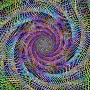 Multicolor woven fractal spiral design background