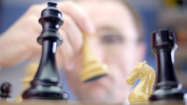 Chess player makes a checkmate and win