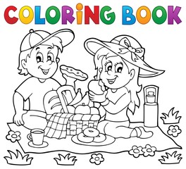 Coloring book picnic theme 1