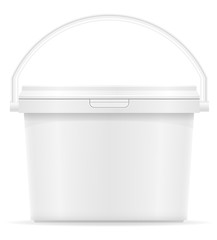 white plastic bucket for paint vector illustration