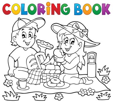 Coloring book picnic theme 1