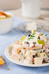 Chicken salad with grapes, apples and cranberries