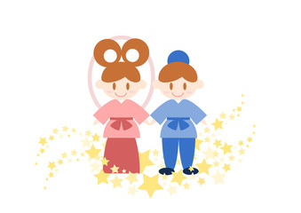 七夕の織り姫と彦星のイラスト