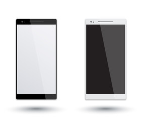 black and silver modern smartphone mockup isolated on white