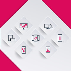 Geometric mobile, desktop app, tablet, smartphone icons