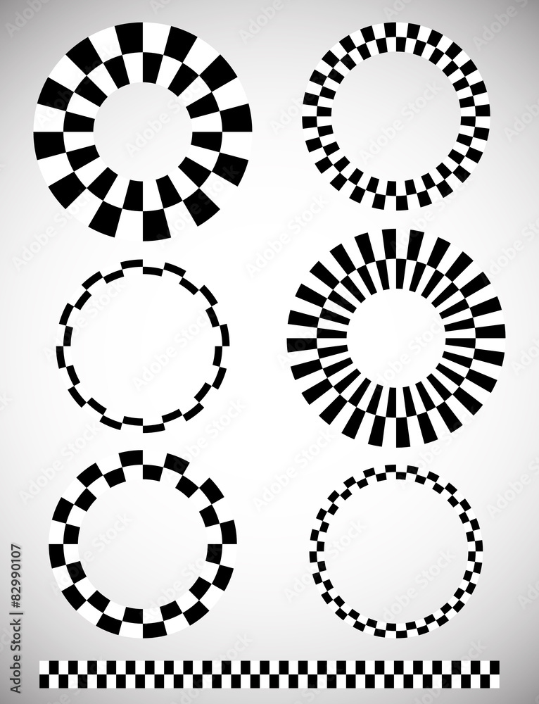 Poster Different checkered (chequered) elements. Vector. Art brush temp
