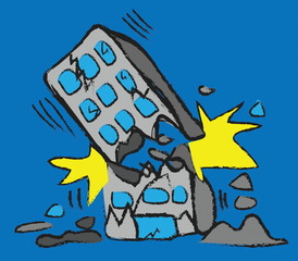 doodle building earthquake