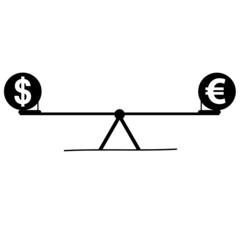 teeter with euro and dollar vector