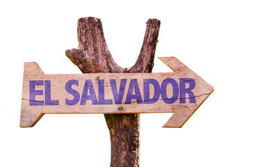 El Salvador wooden sign isolated on white background