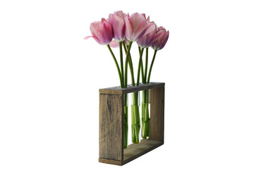 three vases of tulips