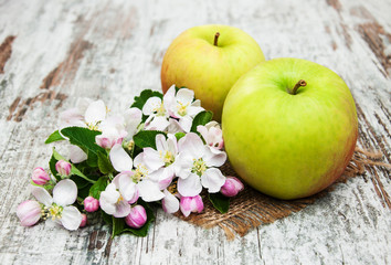 apples  and apple tree blossoms