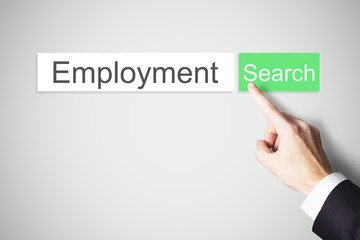 finger pushing browser search button employment