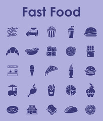 Set of fast food simple icons