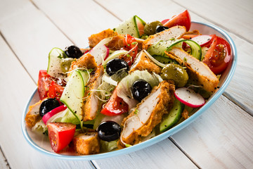 Roast chicken fillet and vegetables 