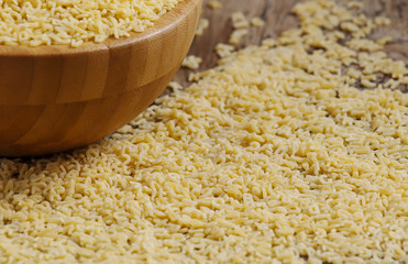 Italian dry pasta alfabeto in the of letters of alphabets on woo