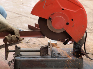 metal sawing close up