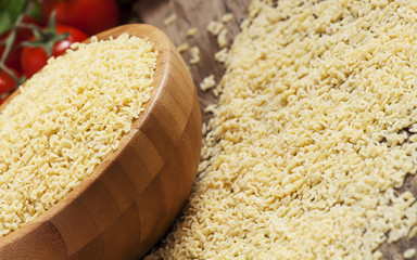 Italian dry pasta alfabeto in the of letters of alphabets on woo