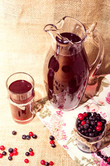 glass with berries and fruit compote