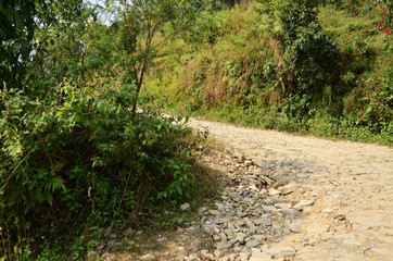 Road go to World Peace Pagoda at Pokhara in Nepal