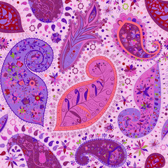 Vintage floral motif ethnic seamless background.