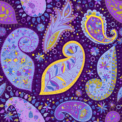 Vintage floral motif ethnic seamless background.