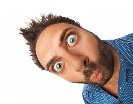 Man with surprised expression