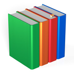 Books four blank educational textbooks bookshelf bookcase