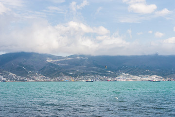 Fototapeta na wymiar industrial panorama view in Novorossijsk
