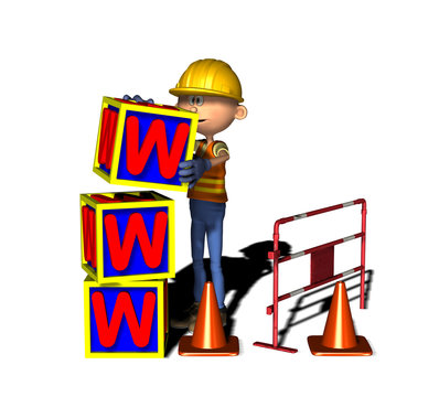 Bauarbeiter baut WWW - Homepage