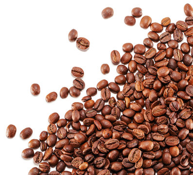 coffee grains isolated on the white background