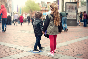 girl and boy lost in the city