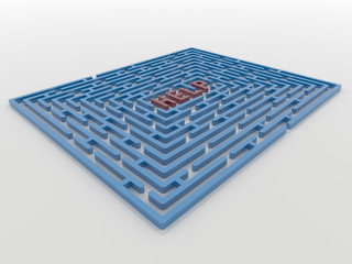 Maze Labyrinth 3D Render with Help Request