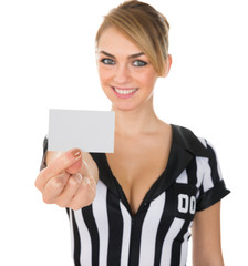 Female Referee Showing Card