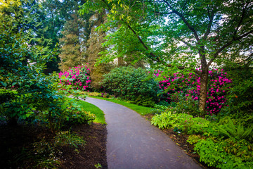 Gardens along a walkway outside the Pittock Mansion, in Portland
