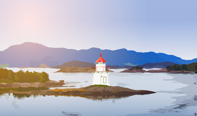 Lighthouse on coast © chaossart