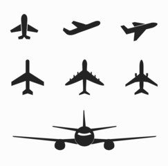 Set of airplane icon on white - obrazy, fototapety, plakaty