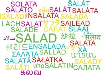 Salad multilanguage wordcloud background concept