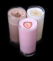 milkshakes chocolate flavor ice cream set collection isolated on
