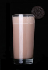 milkshakes chocolate flavor ice cream isolated on black backgrou
