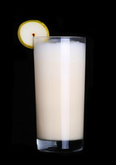 milkshakes vanilla flavor ice cream isolated on black background