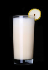 milkshakes vanilla flavor ice cream isolated on black background