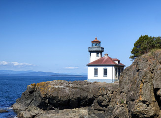Fototapeta na wymiar Lighthouse on Puget Sound of Washington State