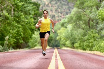 Running man runner sprinting for fitness health