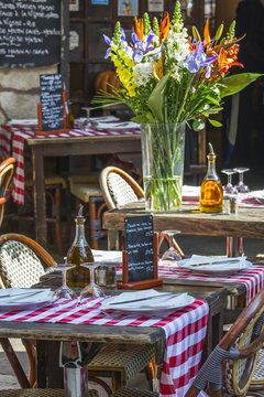 Nice, France. Tables Of Summer Cafe In The Old City