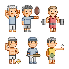 Pixel art collection of various sports